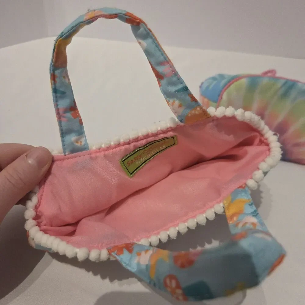 Lot Of 2 Sassy Pet Saks By Douglas Girls Spring Floral Teal Pink Orange Mini Bag